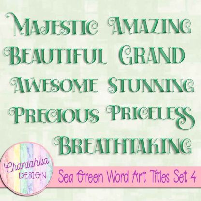 Free sea green word art titles set 4