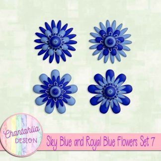 Free sky blue and royal blue flowers set 7