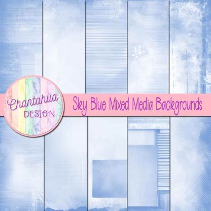 Free sky blue mixed media backgrounds