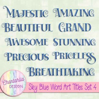 Free sky blue word art titles set 4