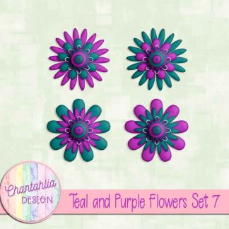 Free teal and purple flowers set 7