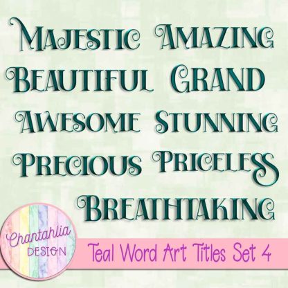 Free teal word art titles set 4