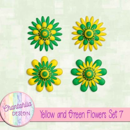 Free yellow and green flowers set 7