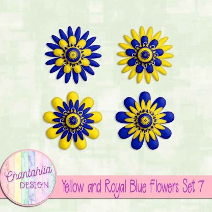 Free yellow and royal blue flowers set 7