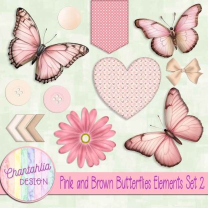 Free design elements in a Pink and Brown Butterflies theme