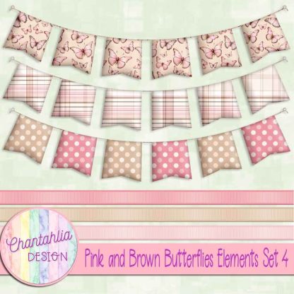 Free design elements in a Pink and Brown Butterflies theme