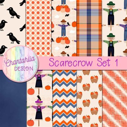 Free digital papers in a Scarecrow theme