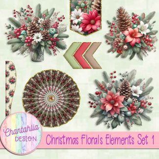 Free design elements in a Christmas Florals theme