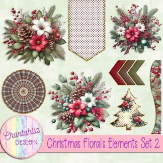 Free design elements in a Christmas Florals theme