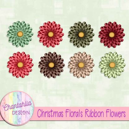 Free ribbon flowers in a Christmas Florals theme