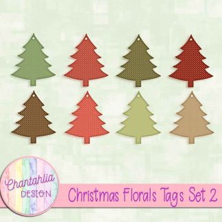 Free tags in a Christmas Florals theme