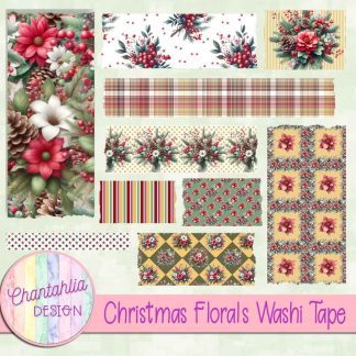 Free washi tape in a Christmas Florals theme