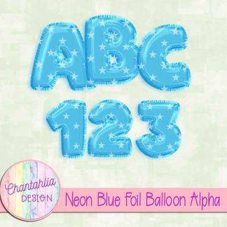 Free neon blue foil balloon alpha