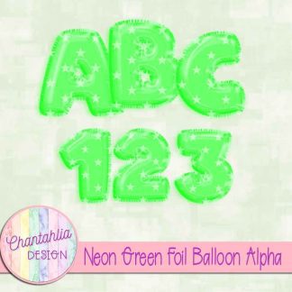 Free neon green foil balloon alpha