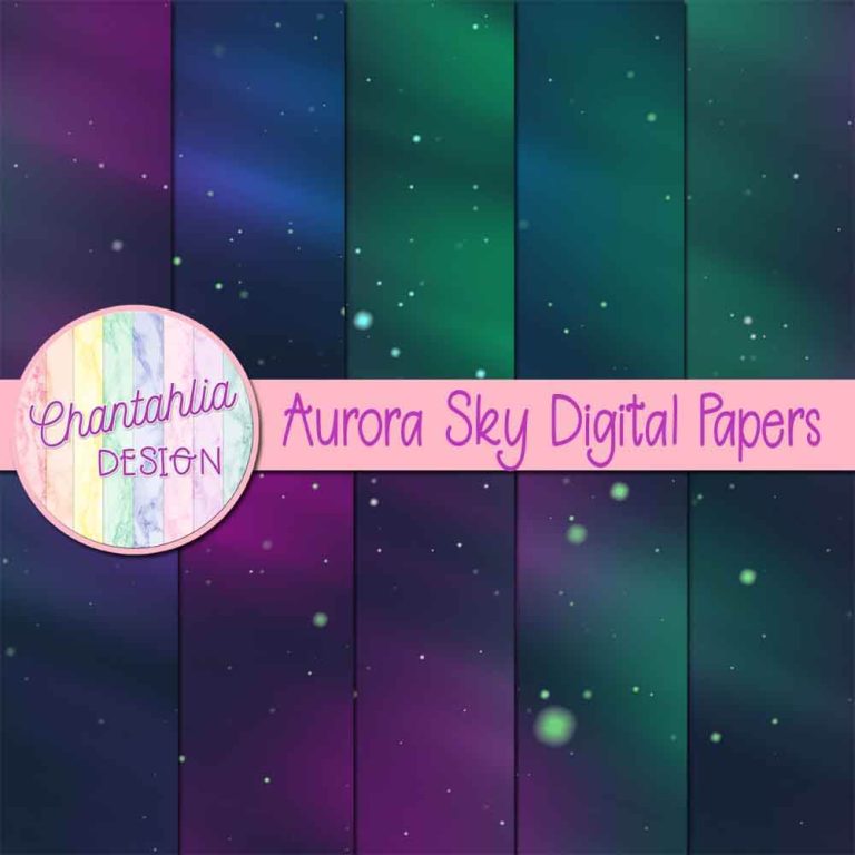 Aurora Sky Digital Papers - Chantahlia Design