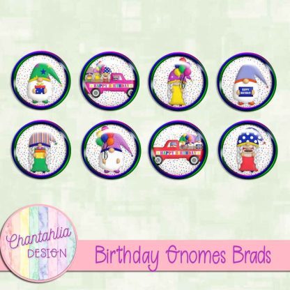 Free brads in a Birthday Gnomes theme