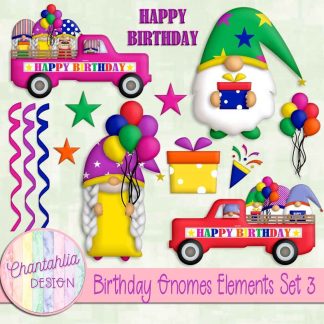 Free design elements in a Birthday Gnomes theme.