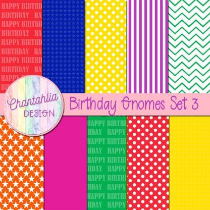 Free digital papers in a Birthday Gnomes theme