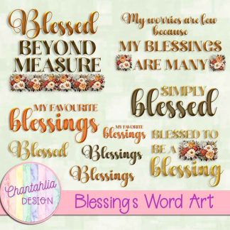 Free word art in a Blessings theme.