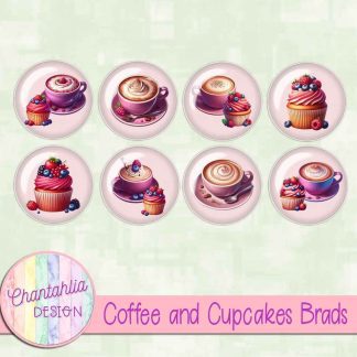 Free brads in a Coffee and Cupcakes theme