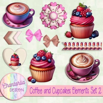 Free design elements in a Coffee and Cupcakes theme