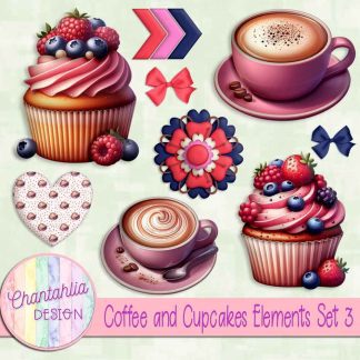 Free design elements in a Coffee and Cupcakes theme