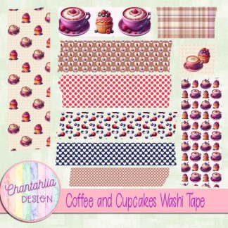 Free washi tape in a Coffee and Cupcakes theme