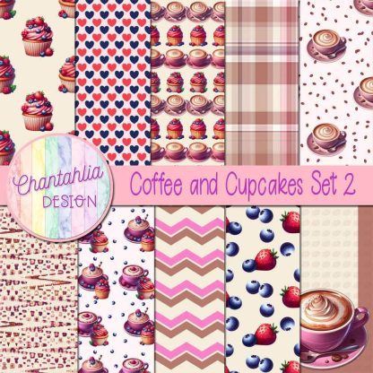 Free digital papers in a Coffee and Cupcakes theme