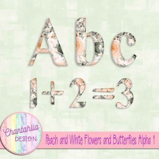 Free alpha in a Peach and White Flowers and Butterflies theme