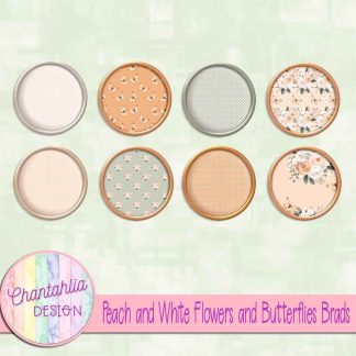 Free brads in a Peach and White Flowers and Butterflies theme