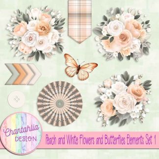 Free design elements in a Peach and White Flowers and Butterflies theme