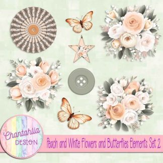 Free design elements in a Peach and White Flowers and Butterflies theme