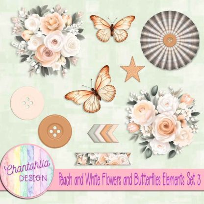 Free design elements in a Peach and White Flowers and Butterflies theme