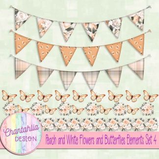 Free design elements in a Peach and White Flowers and Butterflies theme