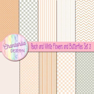 Free digital papers in a Peach and White Flowers and Butterflies theme