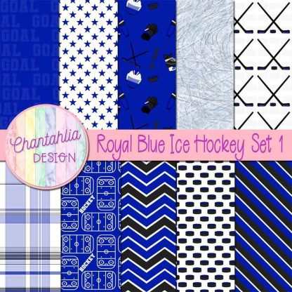 Royal Blue Ice Hockey Digital Papers Set 1