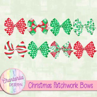 Free bows in a Christmas Patchwork theme