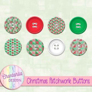 Free buttons in a Christmas Patchwork theme