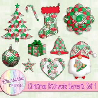 Free design elements in a Christmas Patchwork theme