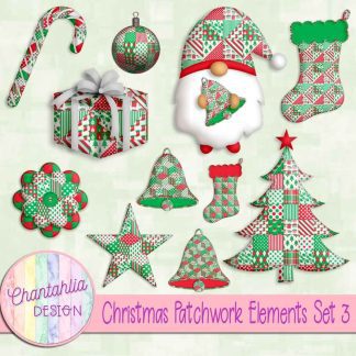 Free design elements in a Christmas Patchwork theme