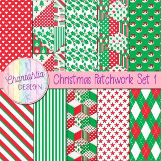 Free digital papers in a Christmas Patchwork theme.