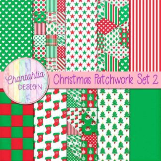 Free digital papers in a Christmas Patchwork theme.