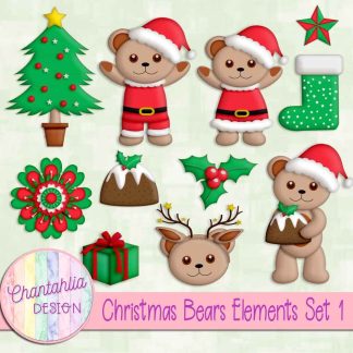 Free design elements in a Christmas Bears theme