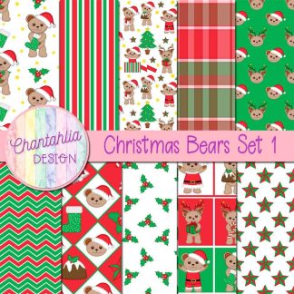 Free digital papers in a Christmas Bears theme