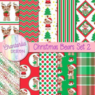 Free digital papers in a Christmas Bears theme