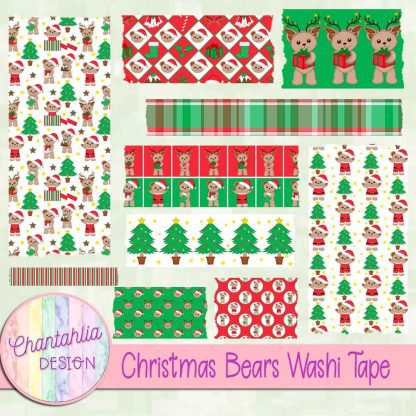 Free washi tape in a Christmas Bears theme