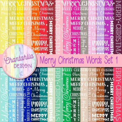 Free digital papers featuring Merry Christmas words