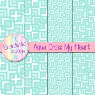 Free aqua cross my heart digital papers