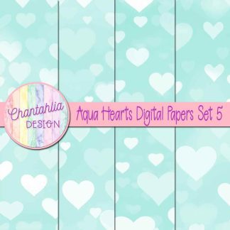 Free aqua hearts digital papers set 5