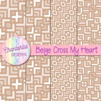 Free beige cross my heart digital papers